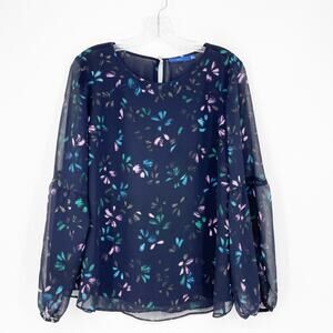 Apt. 9 Long Sleeve Floral Navy Top Size XL Petite